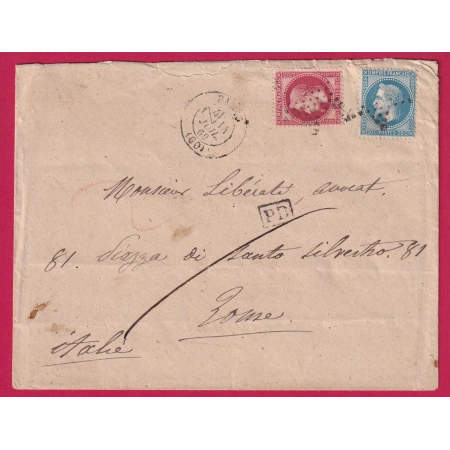 N°29 + 32 PARIS ETOILE PLEINE INDICATEUR DE LEVEE POUR ROME ITALIE ROMA ITALIA LETTRE COVER FRANCE