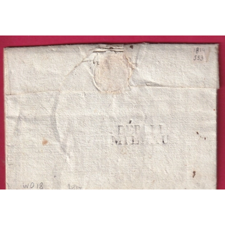 DEBOURSE DEB 11 MILLAU AVEYRON INDICE 18 1814 DEPART MONTPELLIER REEXP NANTS ST JEAN DU BRUEL LETTRE COVER FRANCE