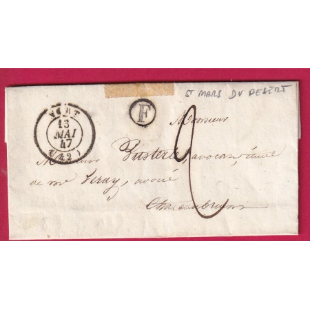 CAD TYPE 13 NORT LOIRE INFERIEURE BOITE RURALE F ST MARS DU DESERT CHATEAUBRIANT 1847 LETTRE COVER FRANCE