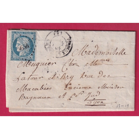 N°4 PC 3654 VIRIEUX LE GRAND AIN POUR LYON LETTRE COVER FRANCE