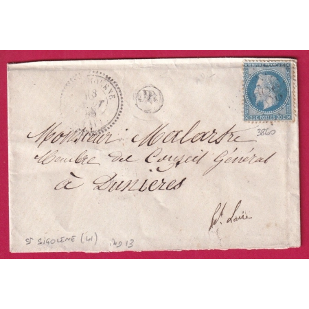 N°29 GC 3860 STE SIGOLENE HAUTE LOIRE CAD TYPE 24 POUR DUNIERES INDICE 13 LETTRE COVER FRANCE