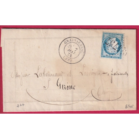 N°60 GC 2757 GRAISSESSAC HERAULT CAD TYPE 17 POUR ST GIRONS ARIEGE LETTRE COVER FRANCE