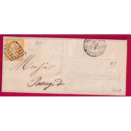N°13 TTB BDF GRILLE PARIS LETTRE AFFR DE PARIS POUR PARIS 1855 INDICE 19 LETTRE COVER FRANCE