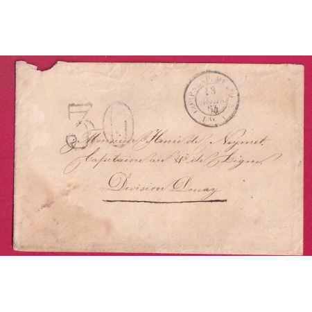 CORPS EXPEDITIONNAIRE DU MEXIQUE TAXE 30 POUR DIVISION DOUAY 18 AVRIL 1864 LETTRE COVER FRANCE