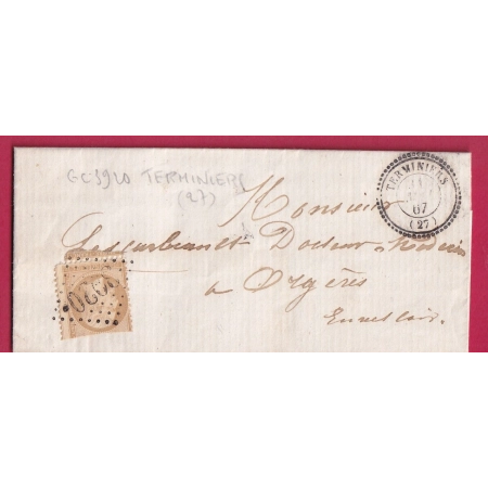 N°21 GC 3920 TERMINIERS EURE ET LOIRE TYPE 22 POUR ORGERES INDICE 12 LETTRE COVER FRANCE