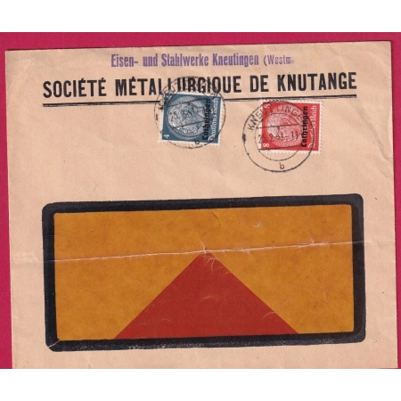 ALSACE LORRAINE KNUTTANGE KNEUTINGEN 1941 MOSELLE LETTRE COVER FRANCE