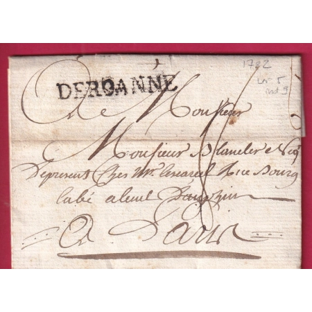 MARQUE DE ROANNE LOIRE 1782 LENAIN N°5 POUR PARIS LETTRE COVER FRANCE