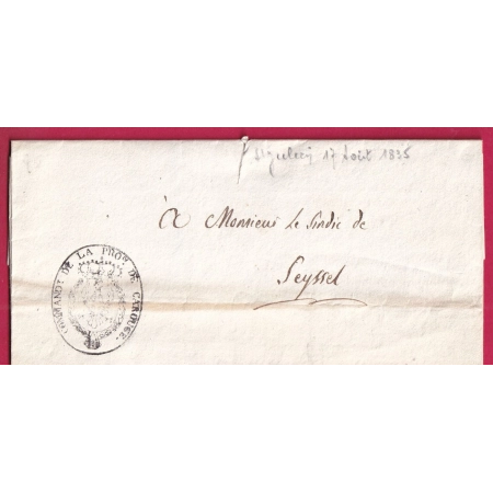 FRANCHISE SARDE ILLUSTREE LE COMMANDANT DE LA PROVINCE DE CAROUGE ST JULIEN HAUTE SAVOIE SUISSE SEYSSEL LETTRE FRANCE