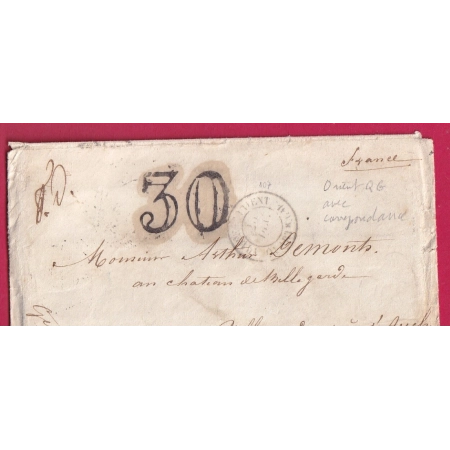 ARMEE D'ORIENT QUARTIER GENERAL TAXE 30 BELLEGARDE GERS 1854 TEXTE DEVANT SEBASTOPOL LETTRE COVER FRANCE