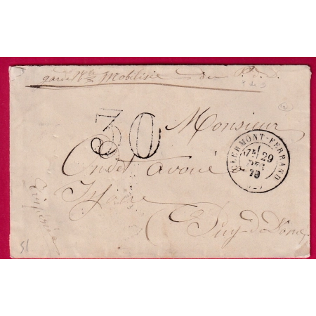GUERRE 1870 GARDE MOBILISEE DU PUY DE DOME CLERMONT FERRAND POUR ISSOIRE LETTRE COVER FRANCE