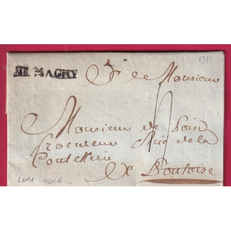 MARQUE DE MAGNY SEINE ET OISE 1781 POUR PONTOISE LENAIN N°1 INDICE 16 LETTRE COVER FRANCE