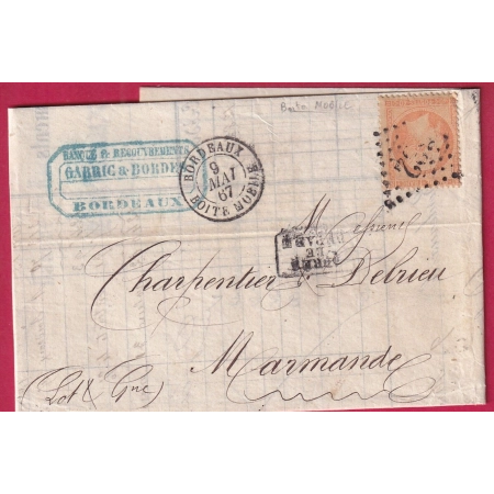 N°23 GC 532 BORDEAUX BOITE MOBILE POUR MARMANDE LOT ET GARONNE LETTRE COVER FRANCE