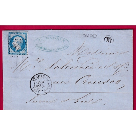 N°14 PC 3120 ST JEAN DE LOSNE COTE D'OR OR DE BRAZEY POUR LE CREUSOT SAONE ET LOIRE LETTRE COVER FRANCE