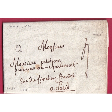 MARQUE ECOUEN SEINE ET OISE 1781 LENAIN N°2 INDICE 21 POUR PARIS REUTILISEE LETTRE COVER FRANCE