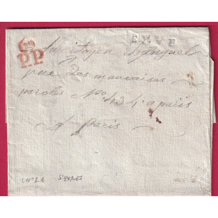 MARQUE SEVRE LENAIN N°2A SEINE ET OISE PASSE PAR LA PETITE POSTE DE PARIS PORT PAYE 60PP ROUGE LETTRE COVER FRANCE