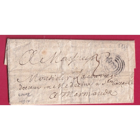 MARQUE B COURONNE BORDEAUX 1710 LENAIN N°2 INDICE 14 POUR MARMANDE GIRONDE LETTRE COVER FRANCE