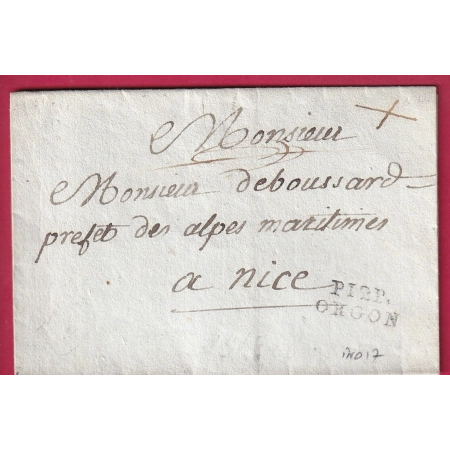 MARQUE P12P ORGON BOUCHES DU RHONE POUR NICE ALPES MARITIMES INDICE 17 LETTRE COVER FRANCE