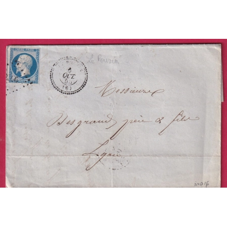 N°14 PC 2566 LE POUZIN ARDECHE CAD TYPE 22 INDICE 16 POUR LYON  LETTRE COVER FRANCE