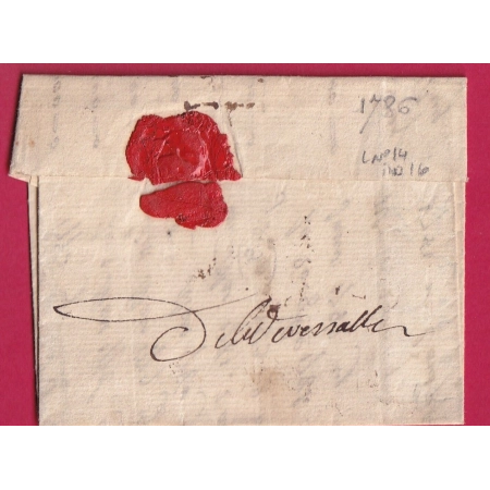 DEBOURSE MANUSCRIT VERSAILLES SEINE ET OISE LENAIN N°14 INDICE 16 DEPART BETHUNE PAS DE CALAIS 1786 REEXP PARIS LETTRE