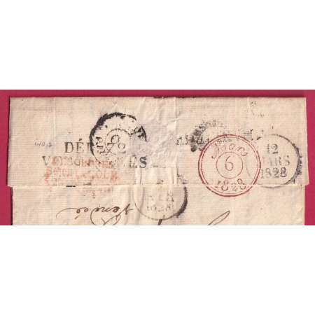 DOUBLE DEBOURSE DEB 72 VERSAILLES + DEBOURSE Bau DE LA COUR 1828 DEPART AUCH GERS LETTRE COVER FRANCE