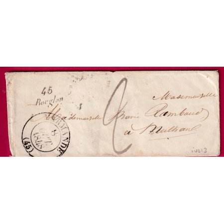 CURSIVE 45 BOUGLON LOT ET GARONNE T13 MARMANDE 1848 INDICE 13 MEILHAN LETTRE COVER FRANCE