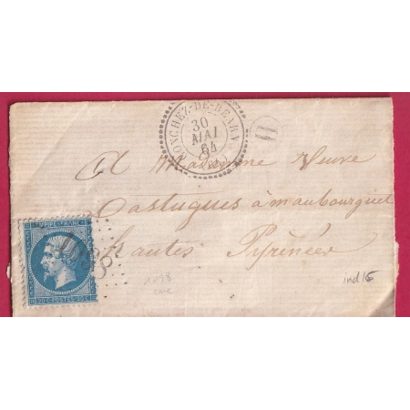 N°22 GC 1098 CONCHEZ DE BEARN BASSES PYRENEES CAD TYPE 22 POUR MAUBOURGUET HAUTES PYRENEES LETTRE COVER FRANCE