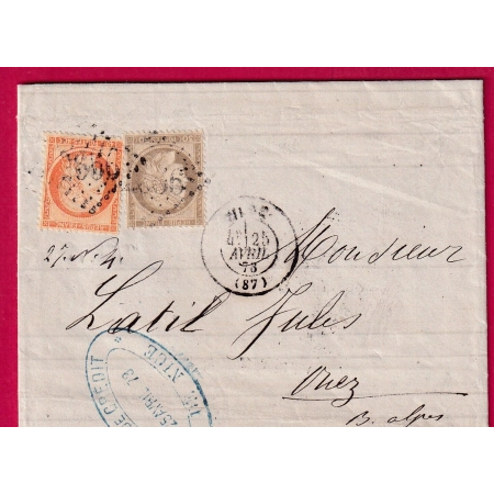 N°38 56 GC 2656 NICE ALPES MARITIMES POUR RIEZ HAUTES ALPES LETTRE COVER FRANCE