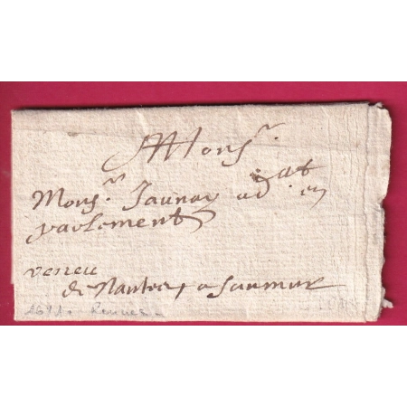 LETTRE DE RENNES ILLE ET VILAINE 1681 POUR SAUMUR MAINE ET LOIRE LETTRE COVER FRANCE