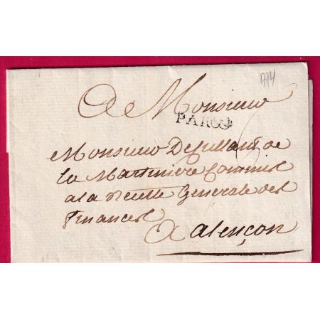 MARQUE PARIS INFINI LENAIN N°15 1774 POUR ALENCON ORNE LETTRE COVER FRANCE