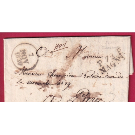 MARQUE P72P MAGNY EN VEXIN SEINE ET OISE NON SIGNALE PAR POTHION SEULE PIECE VUE A CE JOUR 1830 27X11 1830 LETTRE FRANCE