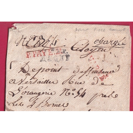 MARQUE CHARGE P72P MAGNY EN VEXIN SEINE ET OISE + PORT PAYE PARIS POUR VERSAILLES LETTRE FRANCE