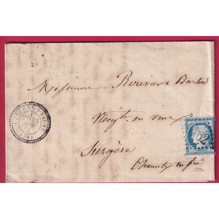 N°60 GC 6162 CRECHES SUR SAONE CAD TYPE 24 SAONE ET LOIRE BUREAU PASSE 2660 NIORT DEUX SEVRES AU DOS LETTRE COVER FRANCE