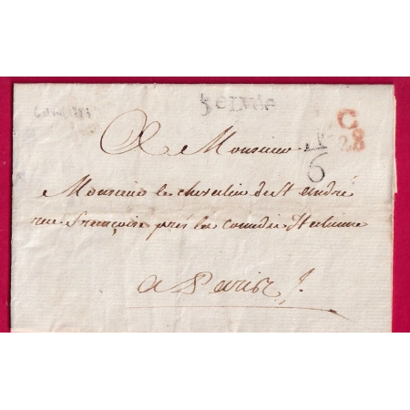 MARQUE PARIS PETITE POSTE 1783 DEPOSEE AU BOITIER C28 5E LEVEE + QUANTIEME POUR PARIS LETTRE COVER FRANCE