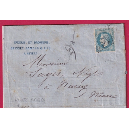 N°29 GC 2654 CAD BUREAU DE PASSE NEVERS NIEVRE LETTRE COVER FRANCE