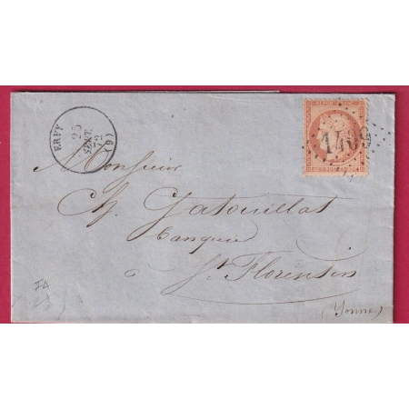 N°38 GC 1409 EVRY AUBE POUR ST FLORENTIN YONNE LETTRE COVER FRANCE