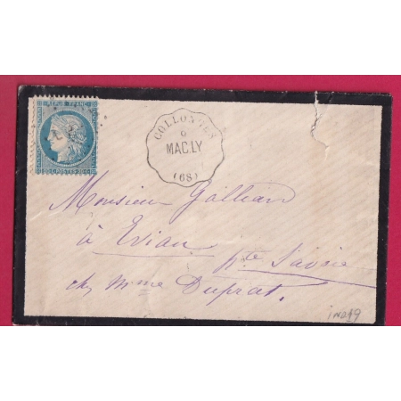 N°37 CONVOYEUR STATION COLLONGES RHONE LIGNE MAC.LY POUR EVIAN HAUTE SAVOIE INDICE 19 LETTRE COVER FRANCE