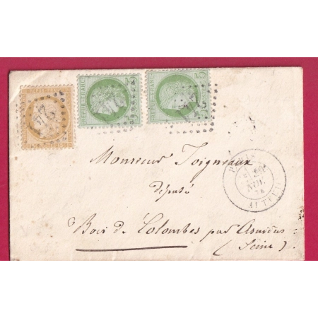 N°53 X2 55 GC 241 PARIS AUTEUIL POUR BOIS COLOMBES ASNIERES SEINE LETTRE COVER FRANCE