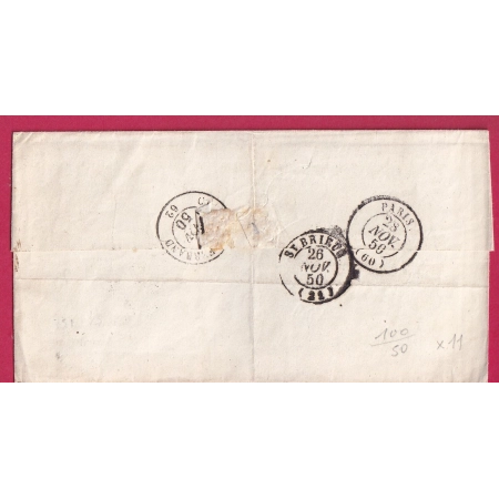 CURSIVE 21 PORDIC COTE DU NORD 1850 T15 ST BRIEUC POUR CLERMONT FERRAND PUY DE DOME INDICE 11 LETTRE COVER FRANCE