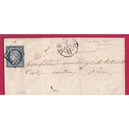 N°4 GRILLE LE GRAND SERRE DROME 1851 POUR VALENCE DROME INDICE 18 LETTRE COVER FRANCE