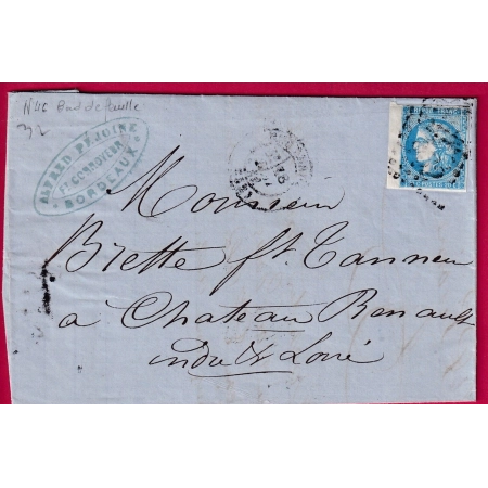 N°46B PETIT BDF GC 532 BORDEAUX POUR CHATEAU RENAULT INDRE ET LOIRE