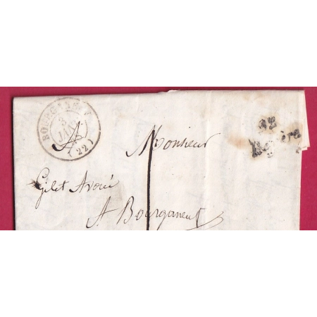 CURSIVE 22 ROYERE CREUSE  TAXE LOCALE 1 1848 POUR BOURGANEUF INDICE 14 LETTRE COVER FRANCE