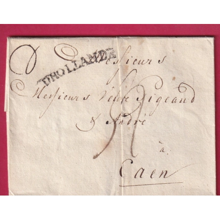 MARQUE D'HOLLANDE PAYS BAS HARLEEM 179? POUR CAEN CALVADOS TAXE MANUSCRIT 52 LETTRE COVER FRANCE