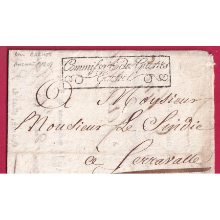 FRANCHISE COMMISSAIRE DES GUERRES GACHET ANCONE ARMEE ITALIE 1809 ITALIA PUR SERRAVALLE LETTRE COVER FRANCE