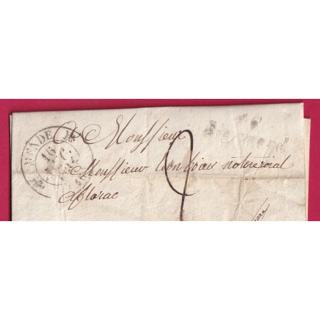 CURSIVE 46 BLEYMARD LOZERE CAD TYPE 12 MENDE POUR FLORAC 1834 INDICE 18 LETTRE COVER FRANCE