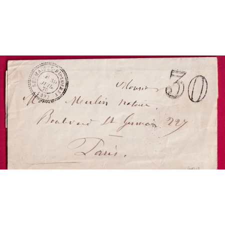 CAD TYPE 24 SERMAISE DU LOIRET TAXE TAMPON 30 POUR PARIS LETTRE COVER FRANCE