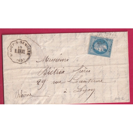 N°29 CONVOYEUR STATION ST LOUP SUR SEMOUSE HAUTE SAONE LIGNE N.GRAY POUR LYON INDICE 12 LETTRE COVER FRANCE