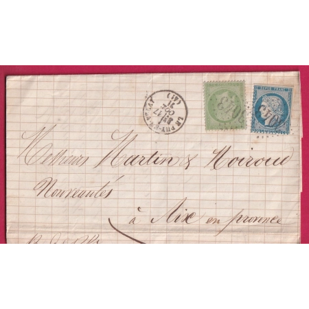 N°20 + 37 GC 3043 LE PUY EN VELAY HAUTE LOIRE CAD TYPE 16 POUR AIX EN PROVENCE LETTRE COVER FRANCE
