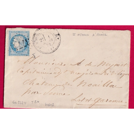 N°60 GC 3774 ST MENOUX D'ALLIER CAD TYPE 24 INDICE 13 CHATEAU DE NOAILLAC LOT ET GARONNE LETTRE COVER FRANCE