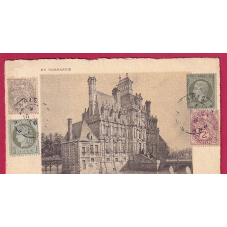N° 19 50 107 108 UTILISATION TARDIVE PARIS R STE ANNE 1906 SUR CARTE POSTALE LETTRE COVER FRANCE