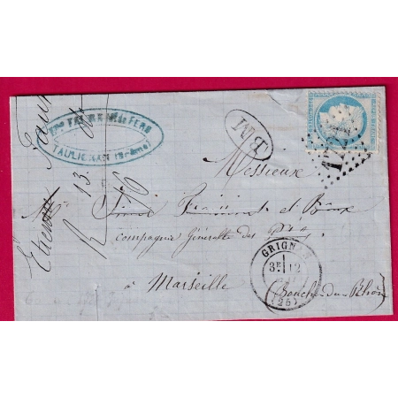 N°60 GC 1721 GRIGNAN DROME BM TAULIGNAN BOITE MOBILE MARSEILLE LETTRE COVER FRANCE